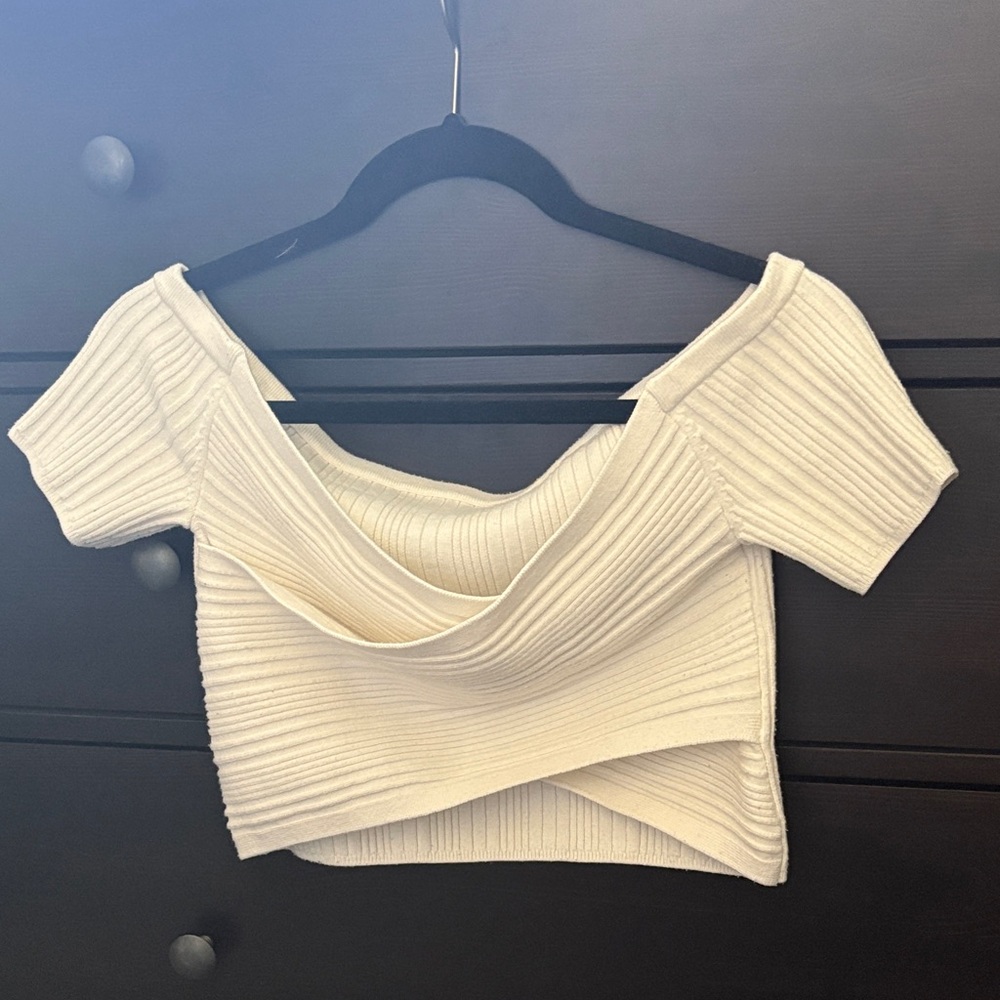 Aerie Cream Ribbed Crop Top